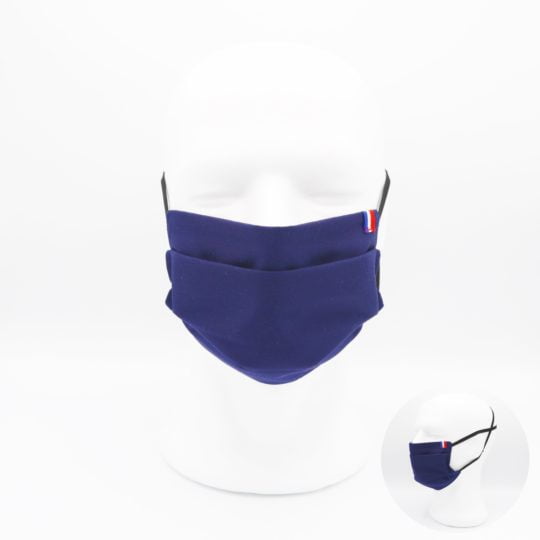 Masque en tissus - Uni bleu marine avec drapeau tricolore français – Image 3