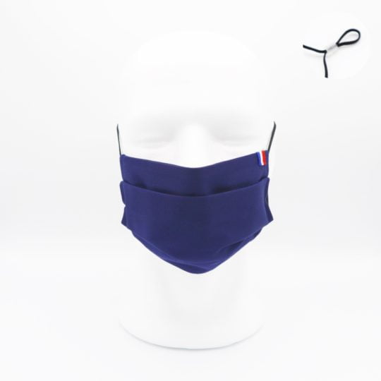 Masque en tissus - Uni bleu marine avec drapeau tricolore français