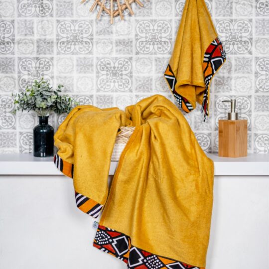 Coffret linge de bain de la collection Bogolan de Poropango