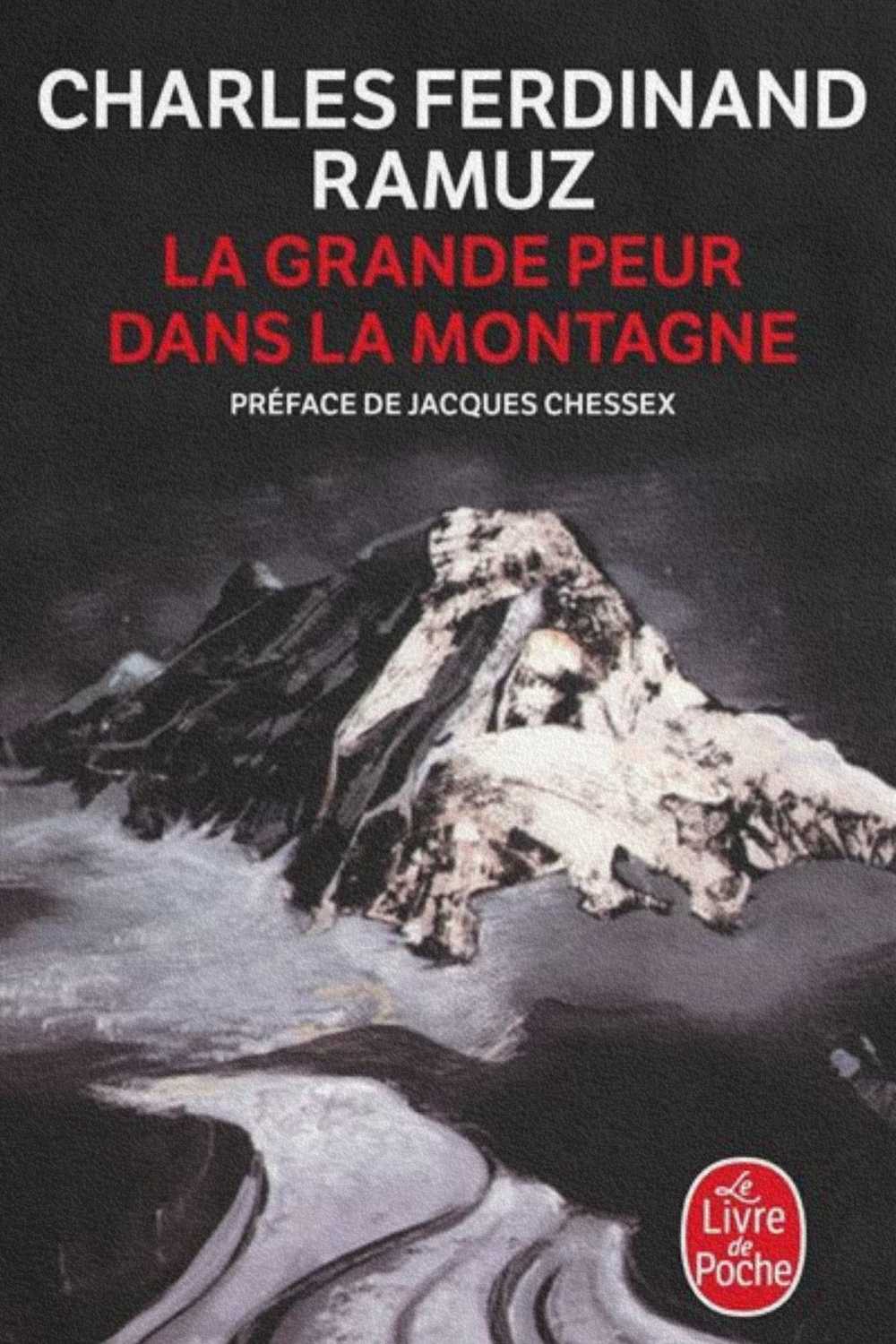 Couverture du roman La Grande Peur dans la montagne de Charles-Ferdinand Ramuz montrant un sommet alpin sombre et menaçant