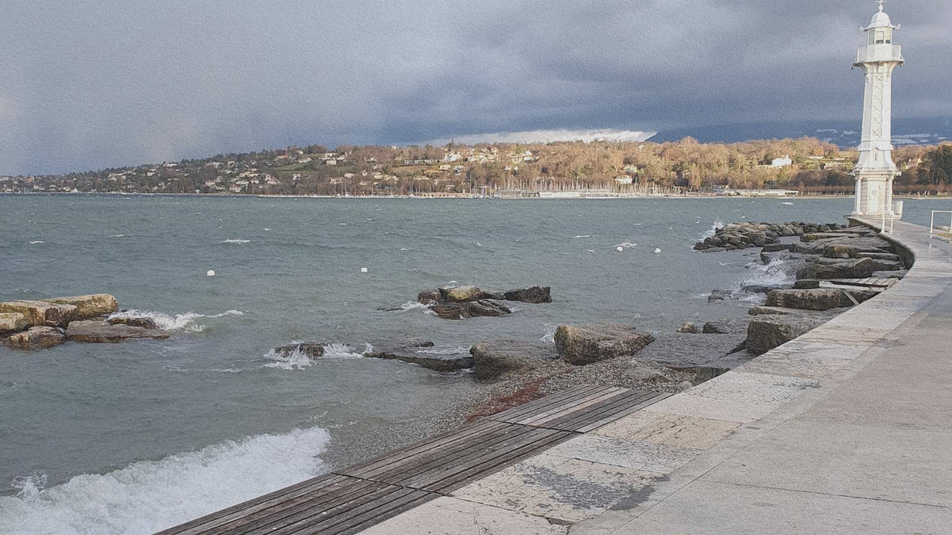 Phare des Pâquis au bord du lac Léman à Genève