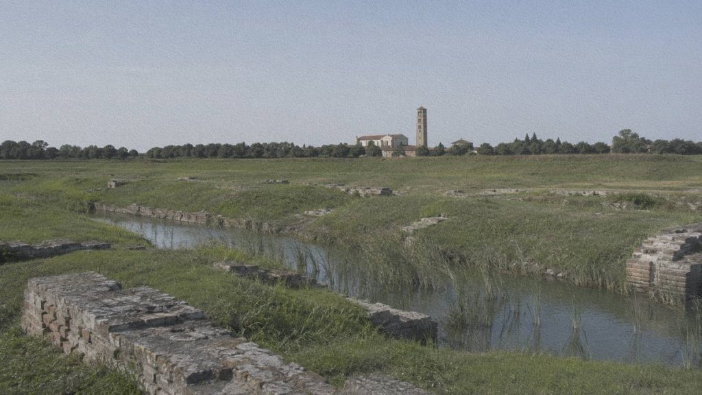 Paysage de l'ancien secteur portuaire de Classe près de Ravenne.
