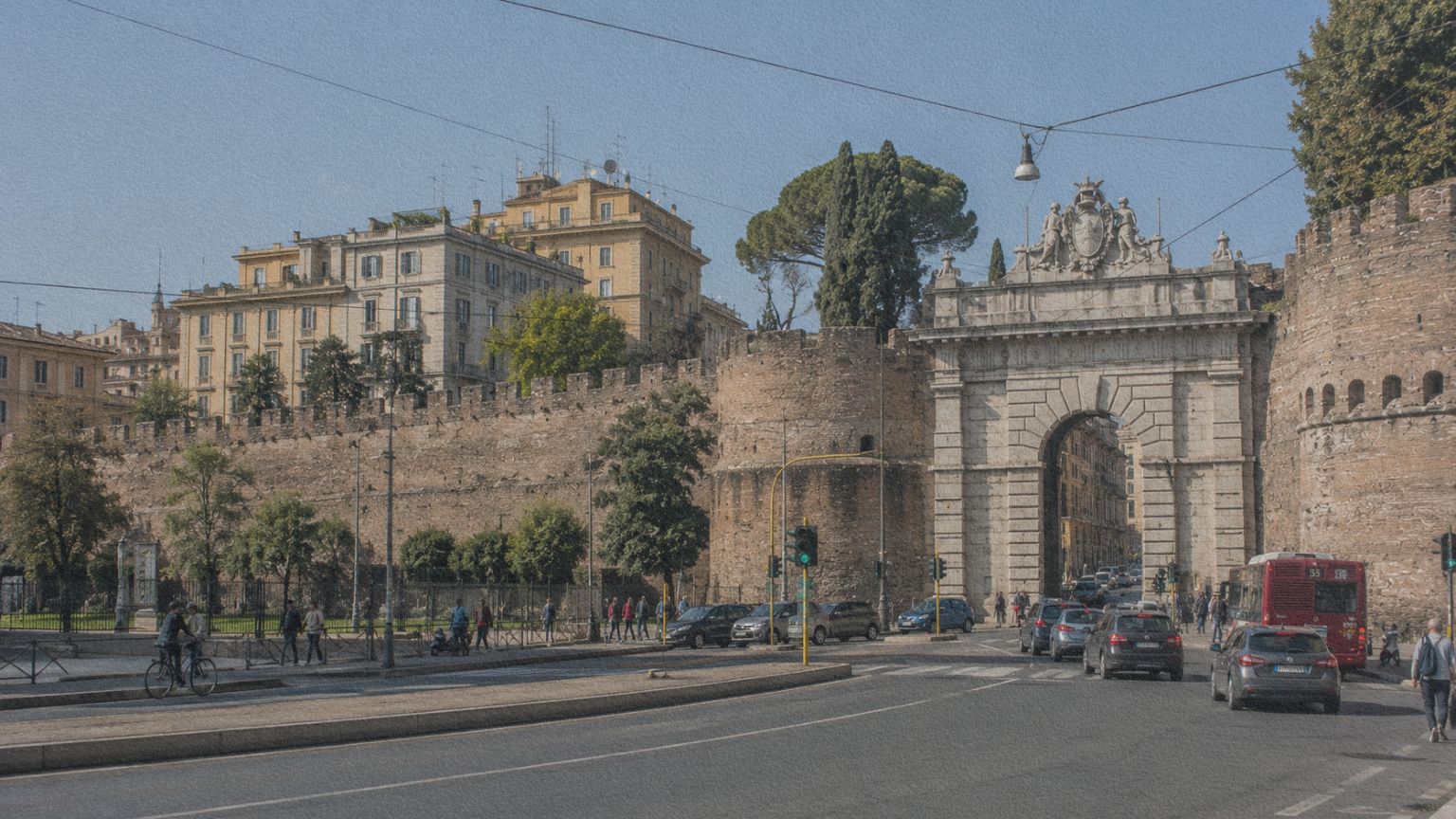 Carte de l’itinéraire Mamma Roma à Rome, de Porta Pia à l’Esquilin par via XX Settembre, le Quirinal, via Nazionale et Termini.