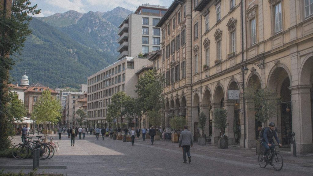 Bolzano / Bozen dans le Haut-Adige, ville où se croisent les histoires germanophones et italophones racontées dans Eva dort.