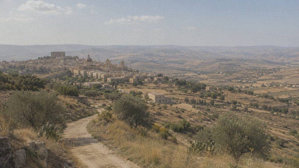 Paysage de la Sicile intérieure évoquant les territoires qui ont nourri la Donnafugata du Guépard de Lampedusa.