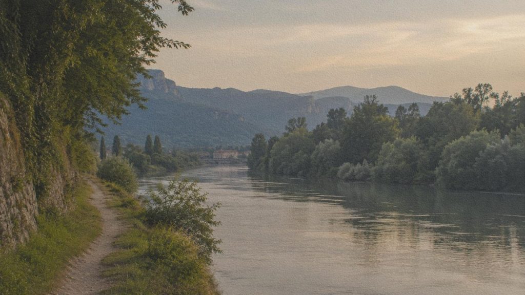 Rivière Adda en Lombardie, frontière franchie par Renzo dans Les Fiancés d’Alessandro Manzoni