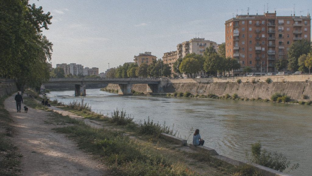 Berges du Tibre à Rome, territoire de baignade, de mouvement et de liberté dans l’univers des Ragazzi.