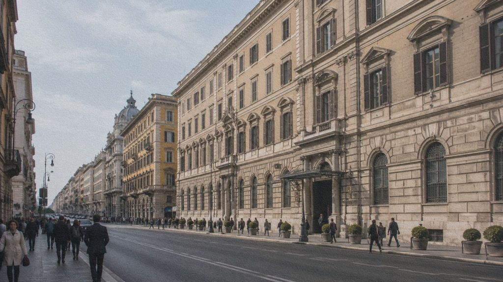 Via XX Settembre à Rome, axe autour duquel s’installent des institutions du nouvel État italien après 1870.