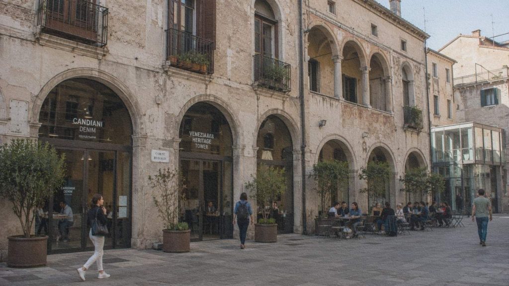 Bâtiment historique italien restauré et adapté à de nouveaux usages tout en conservant son architecture ancienne.