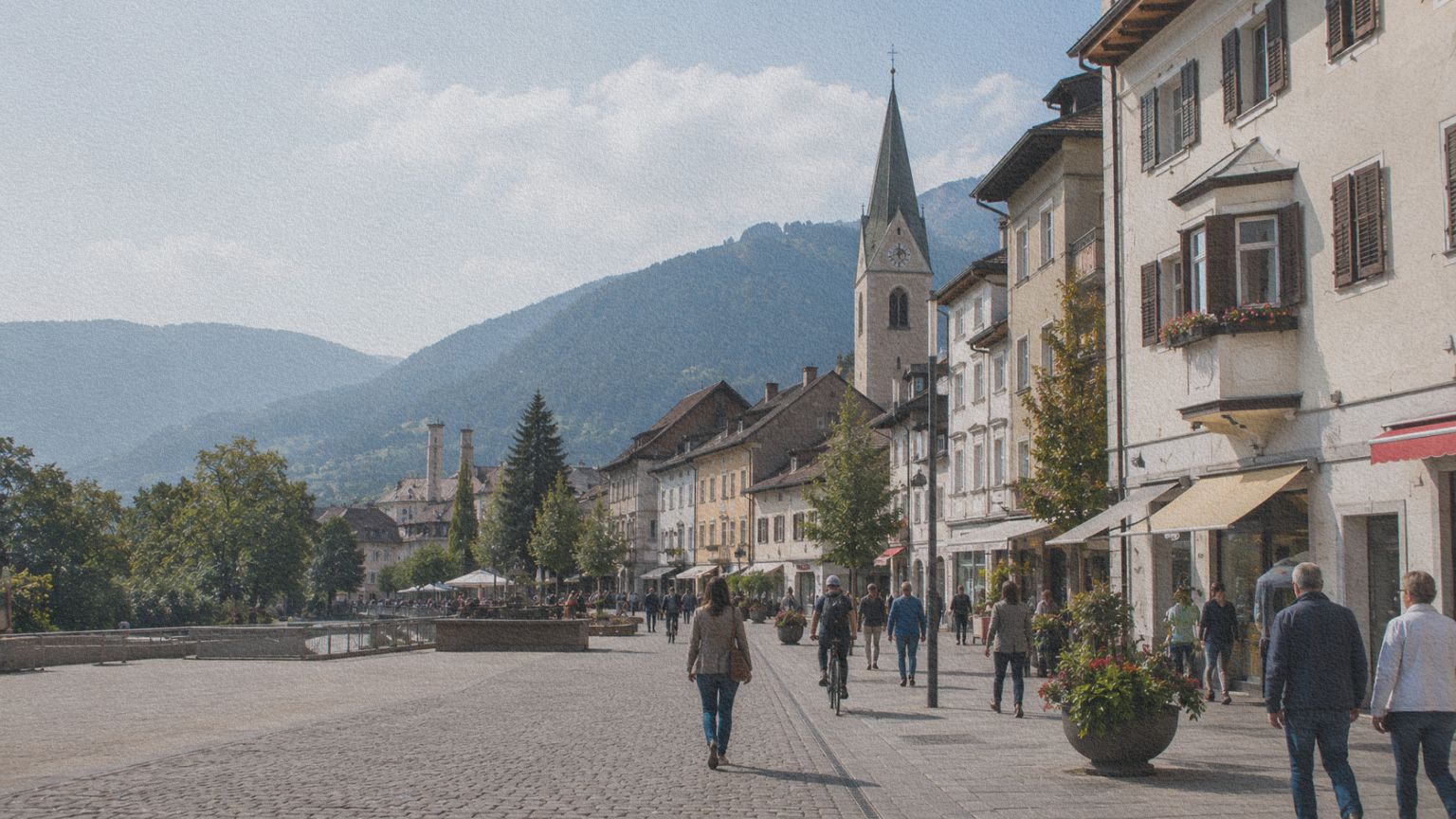 Brunico / Bruneck dans le Haut-Adige, première étape de l’itinéraire littéraire inspiré d’Eva dort.