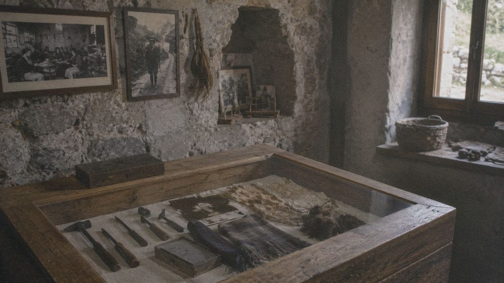 Petit espace muséal consacré à la mémoire des collecteurs de cheveux du Val Maira, en écho au Museo dei Pels d’Elva.