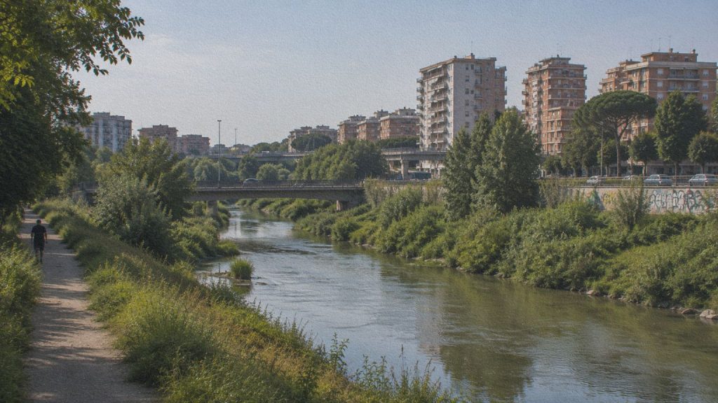 Berges de l’Aniene près des périphéries orientales de Rome, dernier territoire du parcours consacré aux Ragazzi de Pasolini.