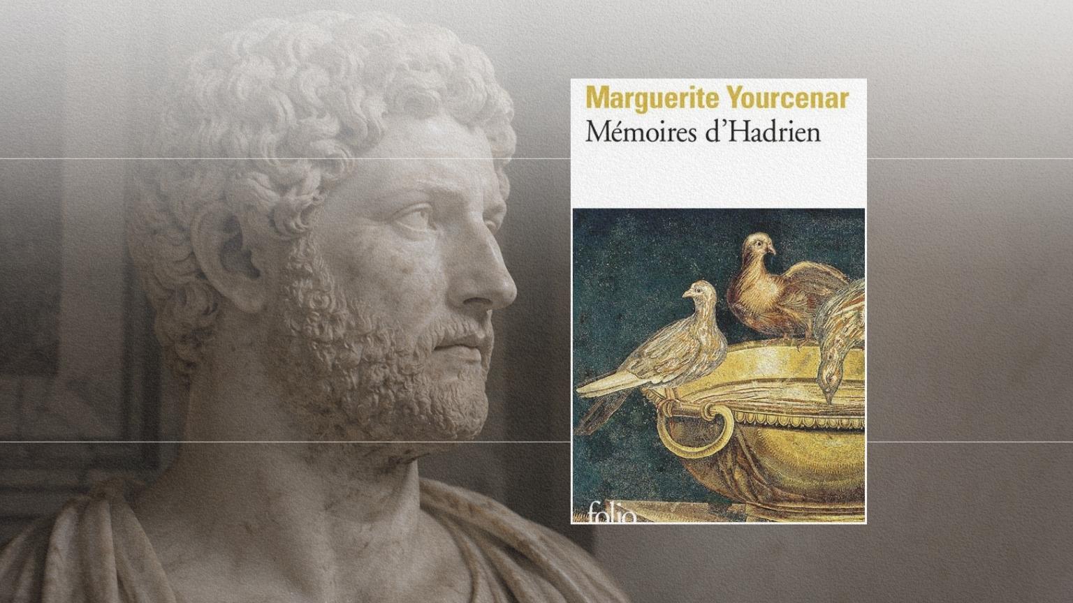 Portrait sculpté de l’empereur Hadrien, personnage central de Mémoires d’Hadrien de Marguerite Yourcenar.