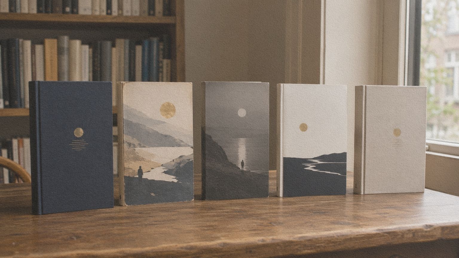 Cinq éditions d’un même livre présentées avec des couvertures différentes