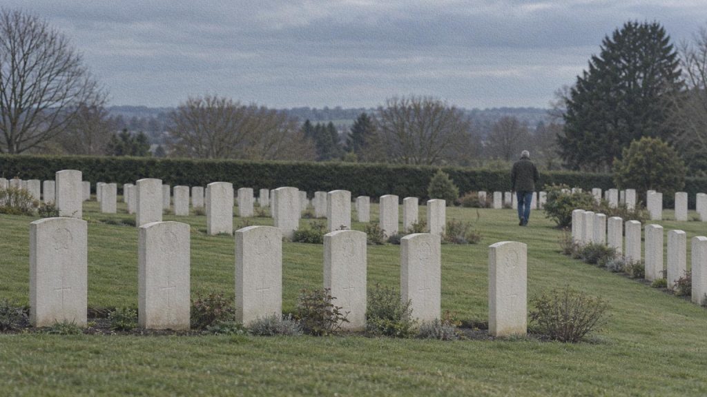 Rangées de stèles claires dans le cimetière militaire d’Étaples.